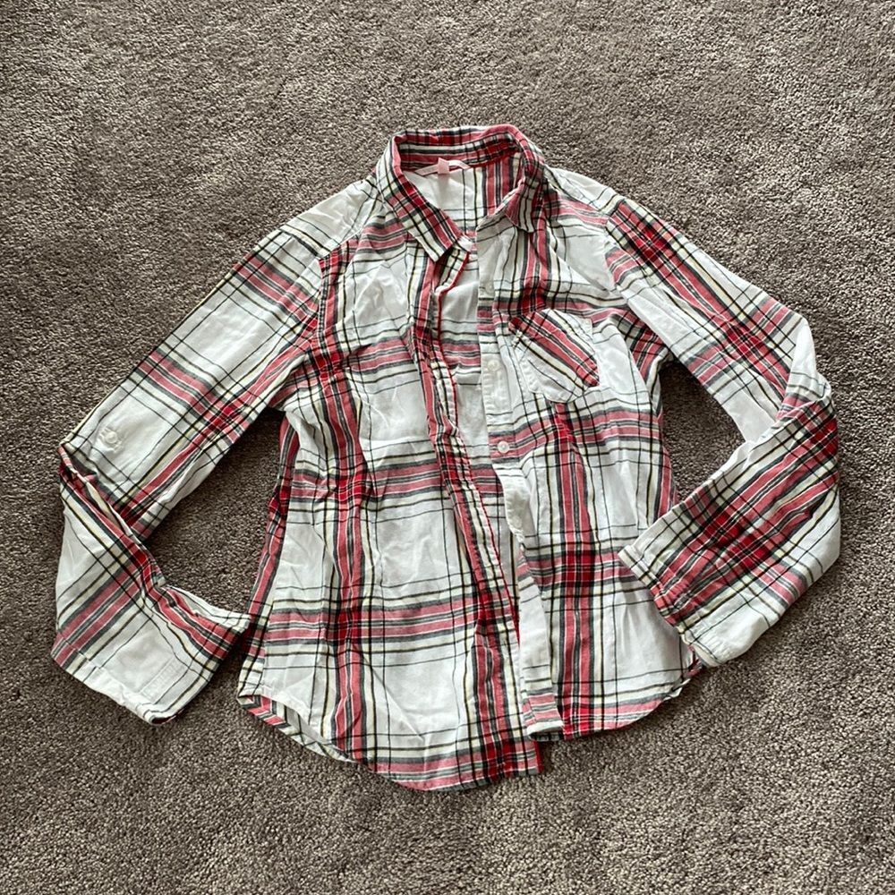 Victoria’s Secret Plaid Button Up Pajama Top Sleepwear Cozy SIZE XS